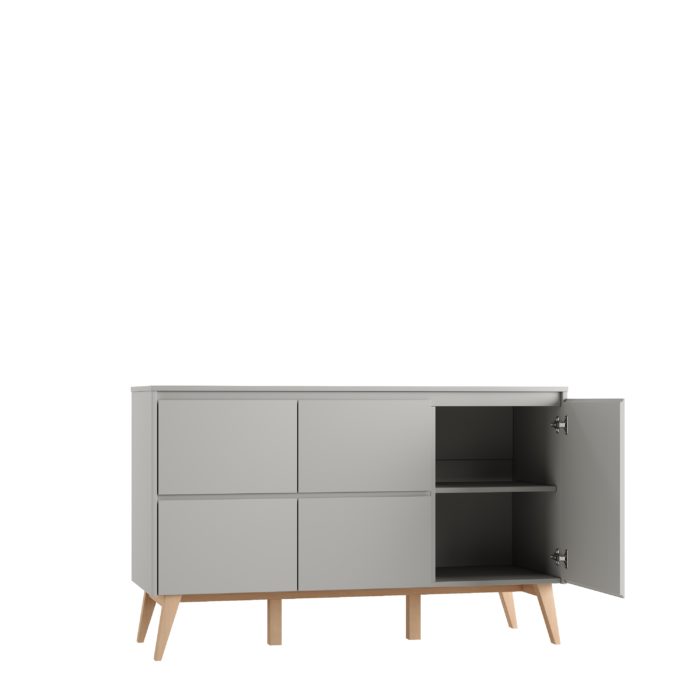Chest of drawers with 4 drawers and doors (Classy Gray collection)